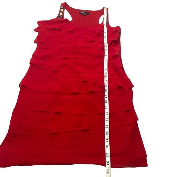 Y2K cocktail dress ruffled sleeveless tank jeweled sleeveless red party dress 10 - Picture 12 of 12